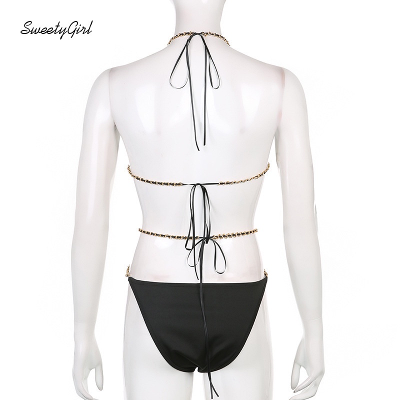 Áo Liền Quần Hở Lưng Cổ Chữ V Màu Sắc Trơn Quyến Rũ Dành Cho Nữ