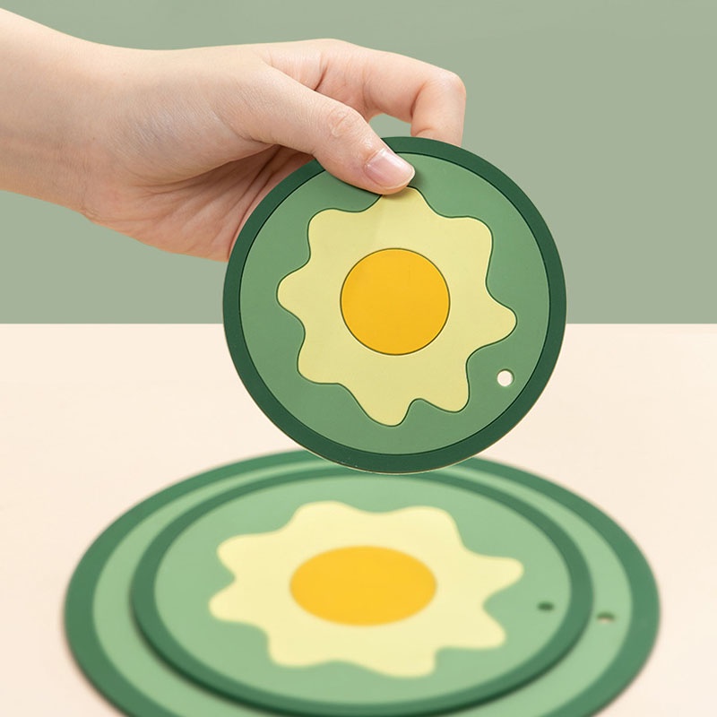 Miếng Lót Bàn Ăn Cách Nhiệt Chống Thấm Nước Họa Tiết Trứng Ốp La Dễ Thương