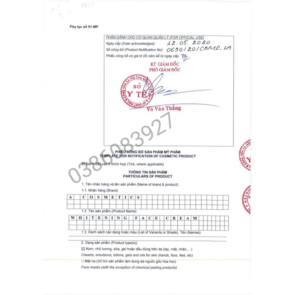 Face pháp 2020 A cosmetics Phương Anh date mới kem dưỡng da mặt hộp 50g