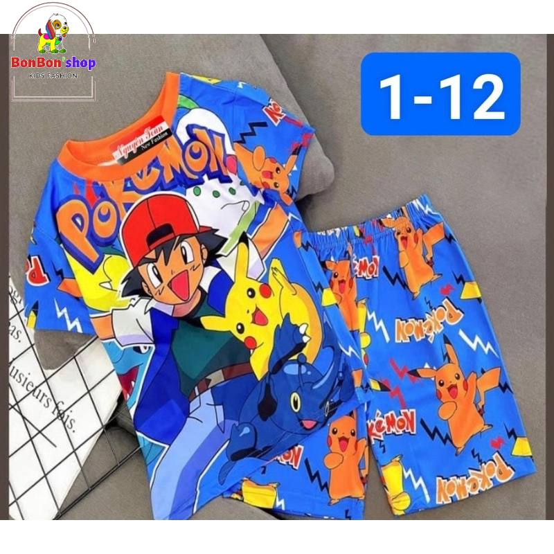 (PIKA21)Bộ đồ bé trai 10-25kg. Quần áo trẻ em 1-8tuổi 3d thun mát lạnh