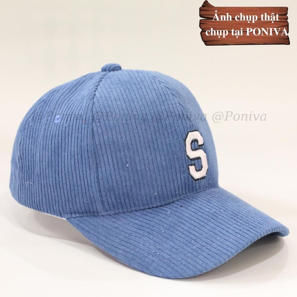 Mũ lưỡi trai ❤️ Nón kết thêu chữ S chất nhung tăm form unisex phong cách Ulzzang Thời trang PONIVA siêu hot