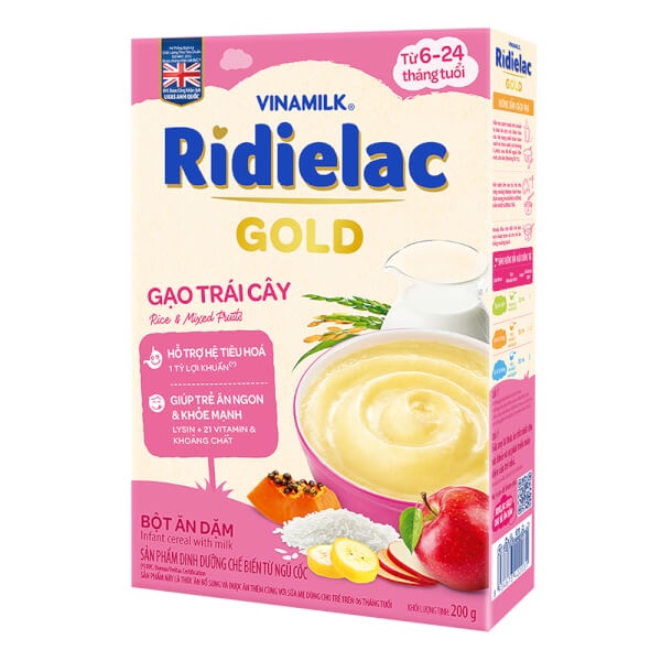 Bột ăn dặm RIDIELAC Gold Vinamilk Đủ Vị ( hộp giấy 200g )........: