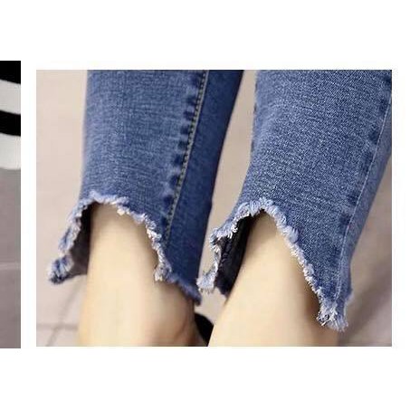 Quần bầu jean thật rách gối xì teen năng động siêu xinh co dãn tốt (kèm ảnh thật)