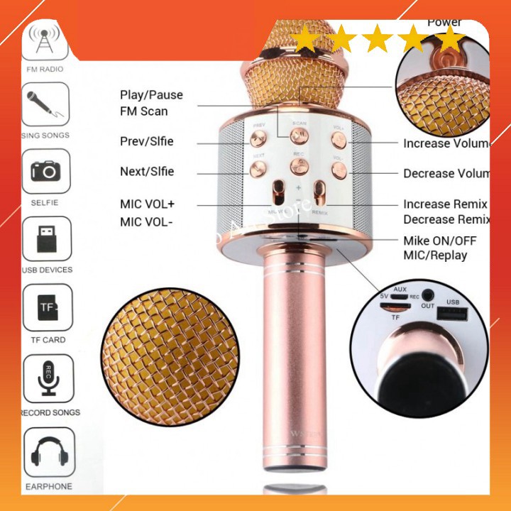 XẢ KHO - BÁN VỐN XẢ KHO -  Micro Karaoke Bluetooth WS585 BTC01 KJGHFUROT9578