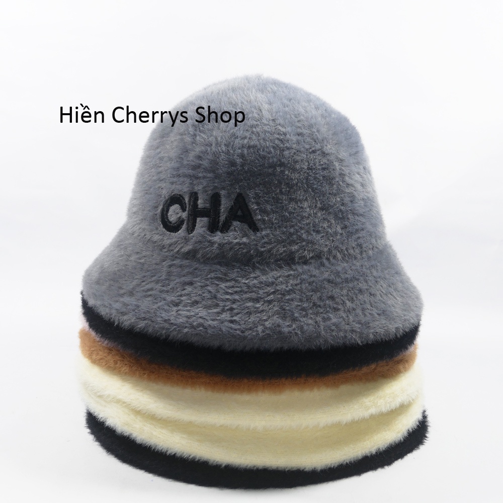 [ Nón mũ quãng châu ] Nón Lông Thỏ Bucket CHA Nữ Thời Trang Cao Câp 2022 Duy Nhất Tai VN