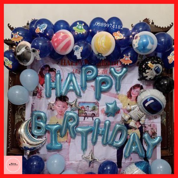 Trang trí sinh nhật cho bé trai ❤️TẶNG BÓNG SỐ TUỔI❤️ Set bóng bay trang trí sinh nhật bé trai chủ đề phi hành gia BT1