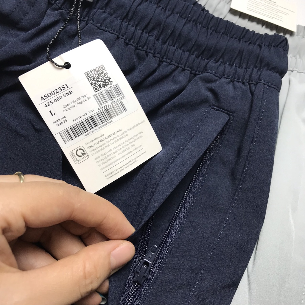 Quần short gió nam ARISTINO cạp chun dây rút chữ aristino dọc quần reguler Aso023s1