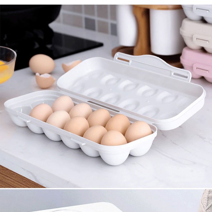 Hộp khay nhựa đựng trứng, kích thước 19x10x6cm, đựng được 12 quả trứng, có nắp chống đổ, nhựa an toàn cho sức khỏe