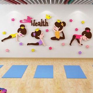 [Hàng VN] Tranh dán tường mica 3D dán nổi - trang trí phòng tập thể dục, yoga, phòng học, trường mầm non