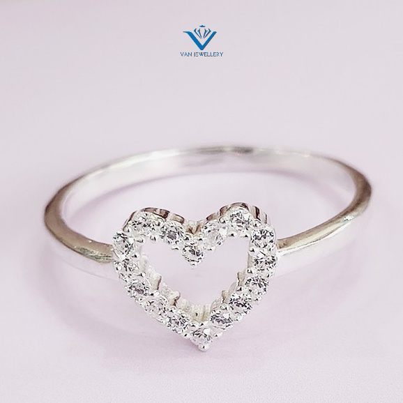 Nhẫn bạc Nhẫn trái tim nhỏ Van Jewelry V10269 gắn đá trắng