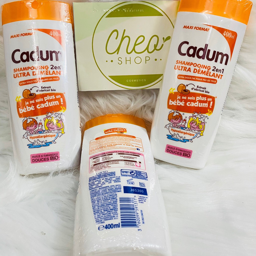 Dầu gội Cadum 2 trong1 hương mơ cho bé 400ml