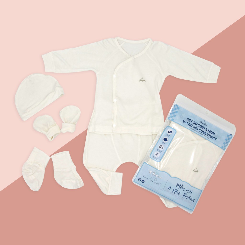 Set quần áo cài chéo 5 món vải modal làm từ sợi cây sồi siêu mềm và thoáng khí size sơ sinh Newborn  Comfybaby