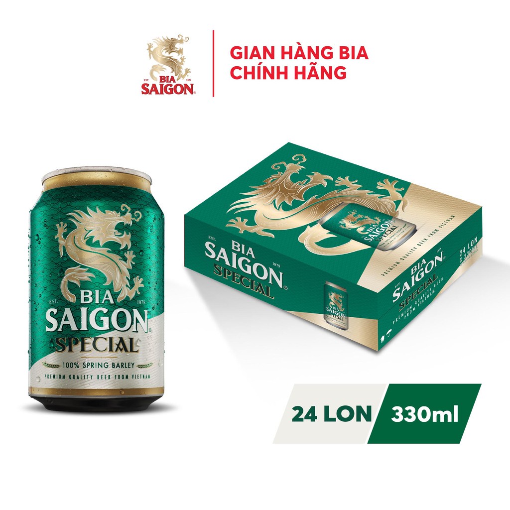 Hỏa Tốc TP Hà Nội - Thùng 24 lon bia SÀI GÒN SPECIAL - SABECO - 330ml/lon - Phiên bản Tết 2022