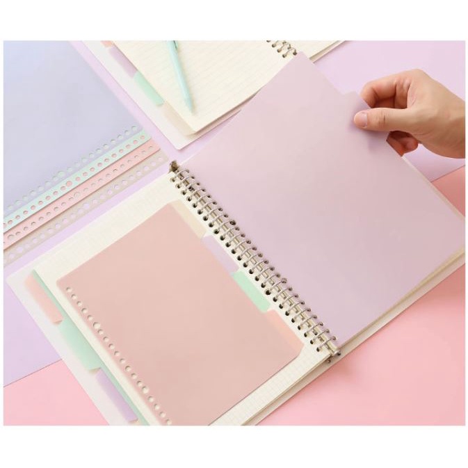 Set 4 tab phân trang A4 B5 A5 Béo shop bằng nhựa màu pastel dùng cho sổ bìa còng 30 26 20 lỗ