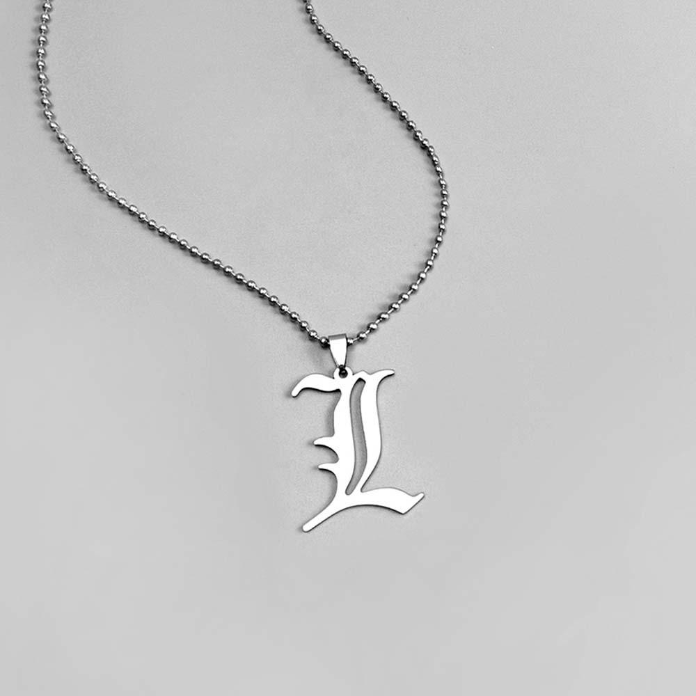 Vòng cổ inox mặt chữ L đúp Anime Death Note trang sức hip hop Âu Mỹ Punk cho nam nữ