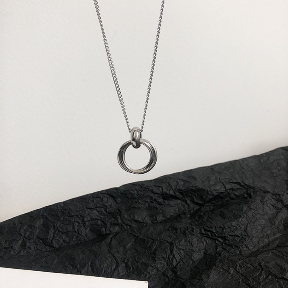 Vòng cổ bằng thép không gỉ mặt nhẫn đôi phong cách đường phố thời trang cho nam nữ