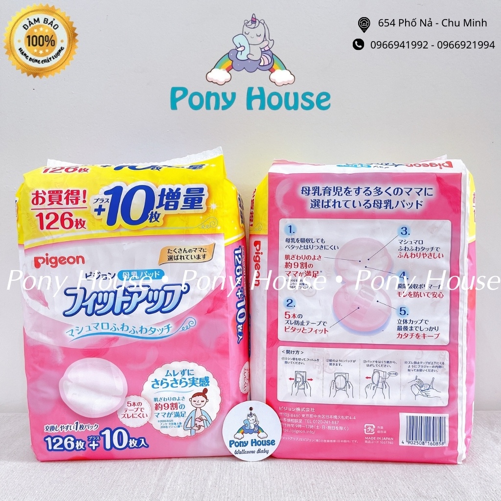 Miếng Lót Thấm Sữa Pigeon Nội Địa Nhật Cộng Miếng 126 + 10 Miếng Siêu Thấm Hút, Chống Trào Ngược