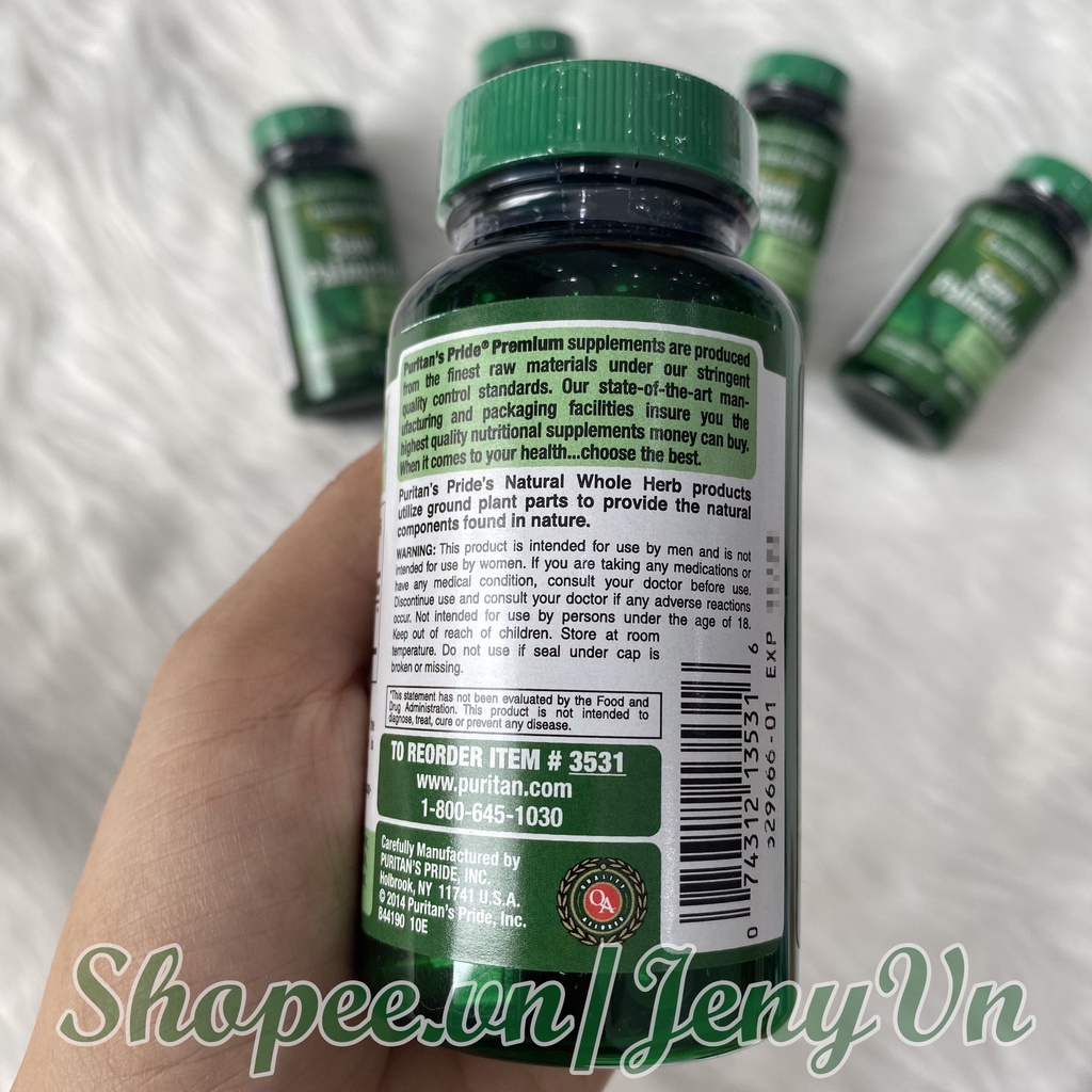 Hỗ trợ đường tiết niệu và tuyến tiền liệt Saw Palmetto 450mg 100 viên Puritan s Pride