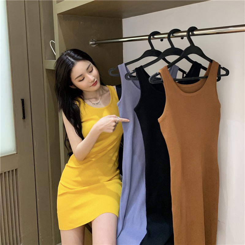 Xiaozhainv Đầm dây màu trơn dáng ôm quyến rũ thời trang | BigBuy360 - bigbuy360.vn