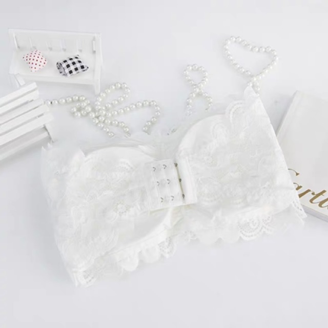 Áo bra ren không dây cài sau ren hoa
