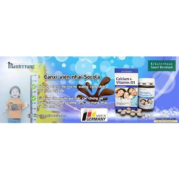 [Chính hãng Sanct Bernhard Đức]Viên nhai Calcium Vitamin D3 Thanh Trang cho bé hộp 90 viên CANXI NGỌT