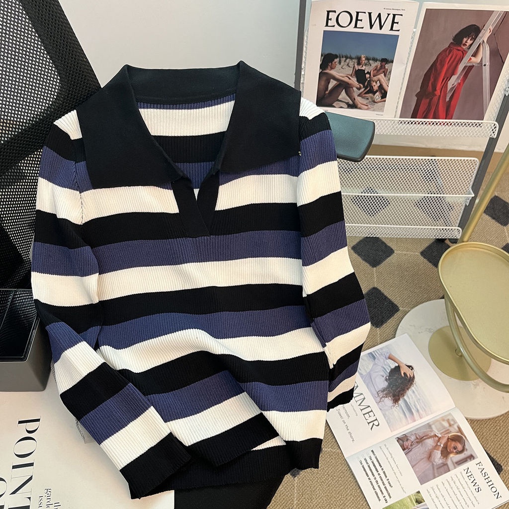 Áo Sơ Mi Dài Tay Họa Tiết Kẻ Sọc Phong Cách Phương Tây Mới Cho Nữ