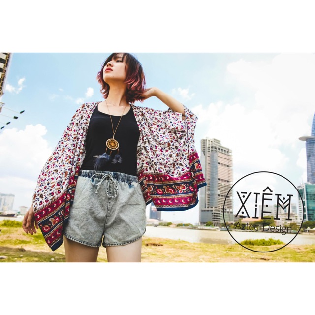 Kimono Bohem Thổ cẩm Hoạ tiết Tribal