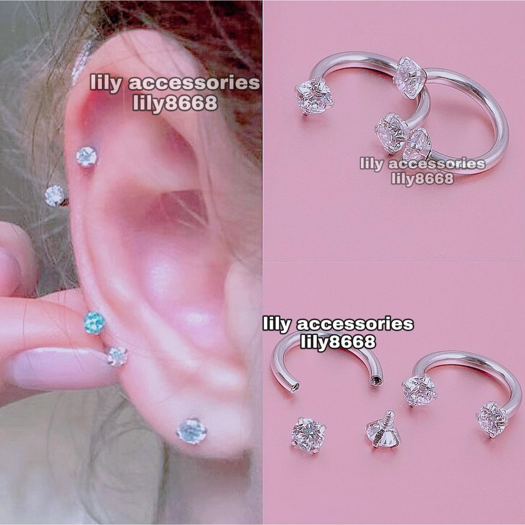 U-SHAPED EARRING khuyên tai titan chữ U đính kim không gỉ không đen không dị ứng nam nữ unisex bts