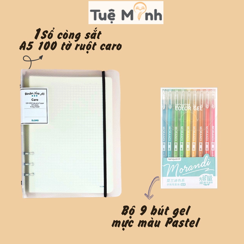 Combo tiết kiệm sổ còng Klong, phụ kiện binder, văn phòng phẩm giá rẻ Tuệ Minh