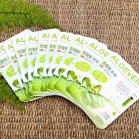 Mặt Nạ Đắp Mặt Tinh Chất lô hội Dabo Aloe Vera First Solution Mask Pack dưỡng ẩm , dưỡng trắng da 10 miếng 23g
