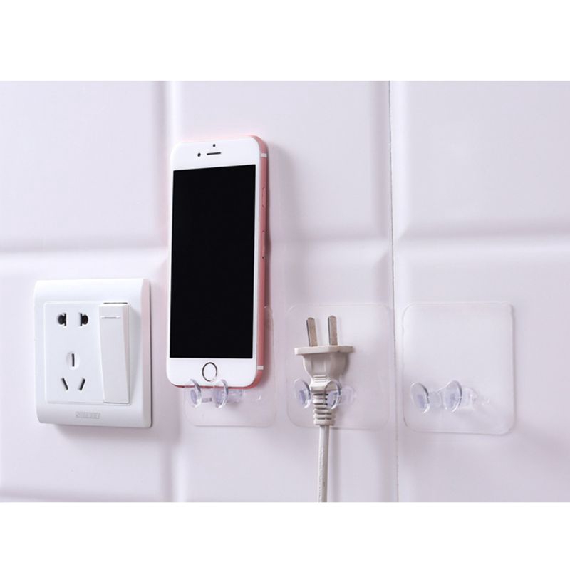 Set 5 móc gắn tường treo phích cắm điện trong suốt