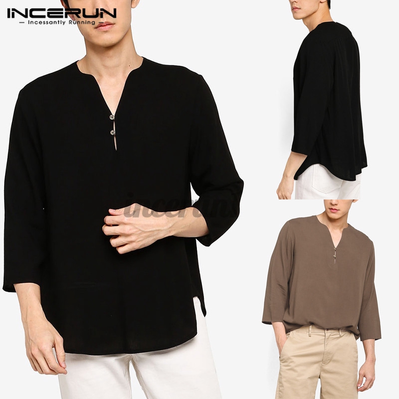 Áo Thun INCERUN Tay Lỡ Cổ Chữ V Thời Trang Nam | BigBuy360 - bigbuy360.vn