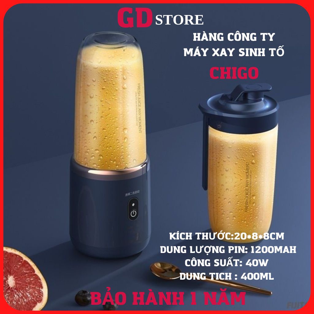 Máy xay sinh tố mini SKG, máy xay sinh tố cầm tay mini 300ml sạc pin công xuất 35W màu hồng xanh
