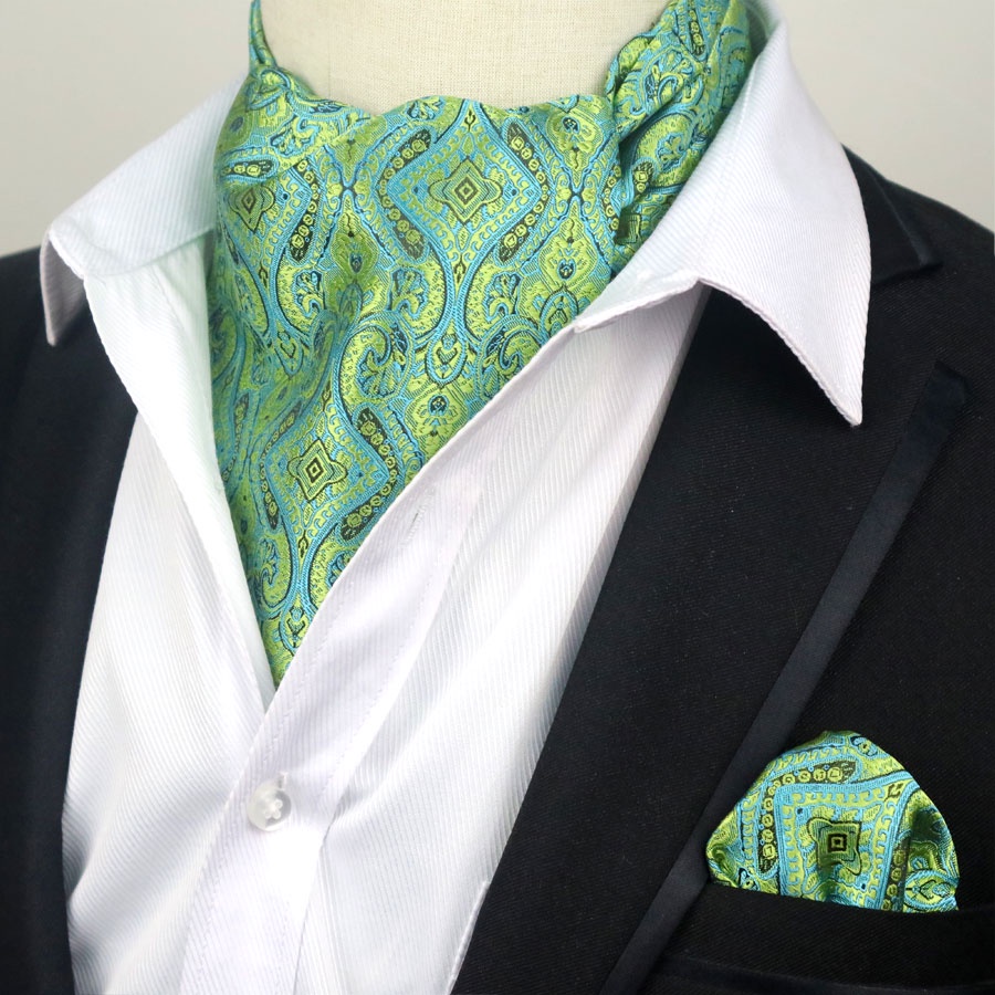 Bộ Cà Vạt Lụa ascot Sang Trọng Kèm Khăn Tay Bỏ Túi Cho Nam