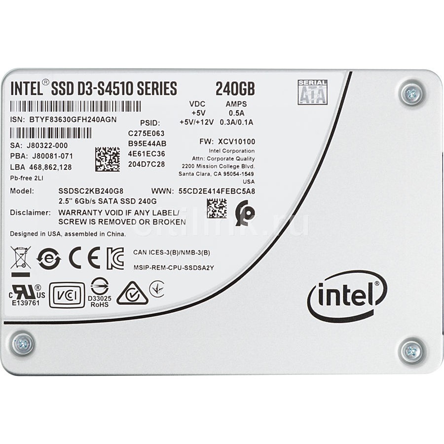 Ổ Cứng SSD Intel® D3-S4510 Series 240GB 2.5" SATA 6Gb/S 3D2 TLC