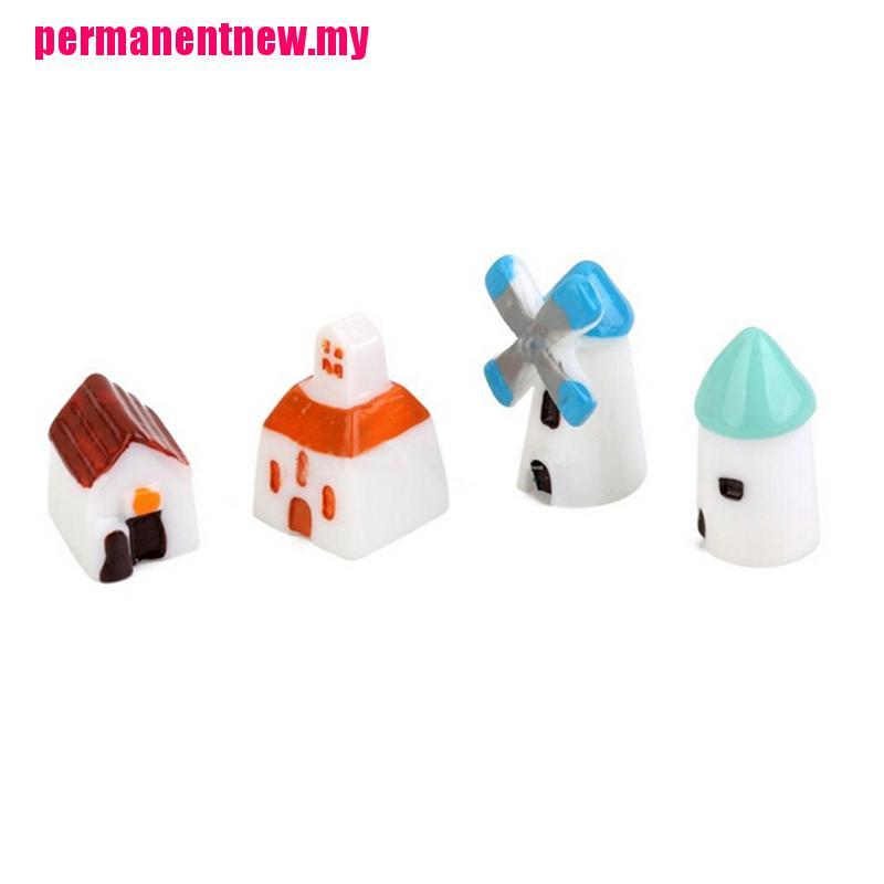 Bộ 4 Chong Chóng Hình Ngôi Nhà / Cối Xay Gió Mini Dùng Trang Trí Nhà Búp Bê Diy