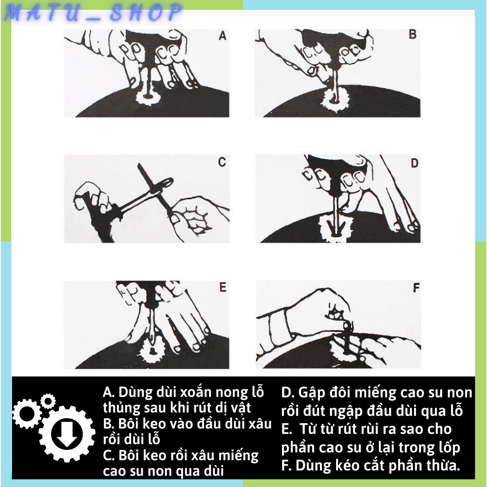 Bộ vá xe không ruột, dụng cụ vá lốp không săm ô tô xe máy