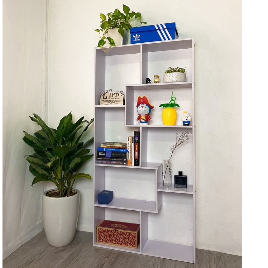 Kệ sách kệ gỗ chữ U trang trí phòng 140x70x20cm MÀU TRẮNG