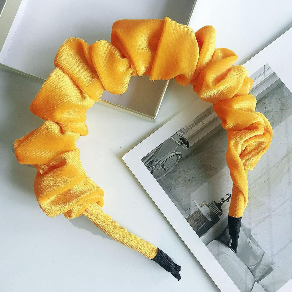 Băng đô bằng vải nhung nhiều màu sắc tuỳ chọn họa tiết xếp li gợn sóng thiết kế đơn giản cho nữ