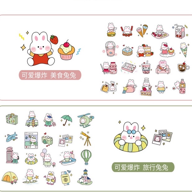 RY DIY- Set 40 Sticker ROSY POSY nhỏ xinh hình cô gái tóc mái ngố dễ thương trang trí nhật kí,...