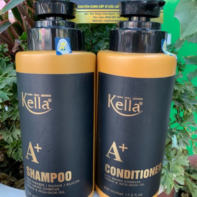 Bộ dầu gội dầu xả phục hồi Kella A+ Premium Inca Inchi 500ml x 2  phục hồi tóc nát ,tái tạo biểu bì tóc khoẻ