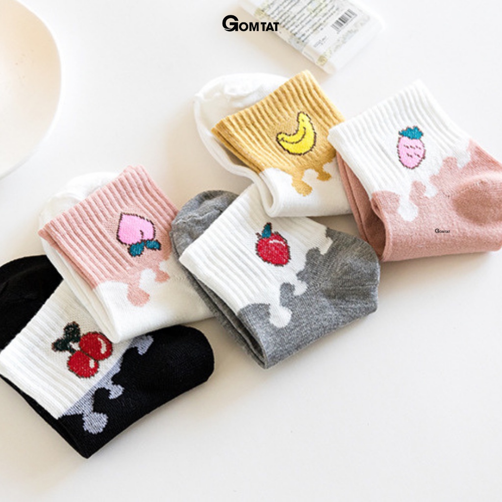 [Set 5 đôi] tất nữ cổ ngắn họa tiết nhiều màu, vớ Cổ Ngắn nữ sử dụng cả tuần - CB082
