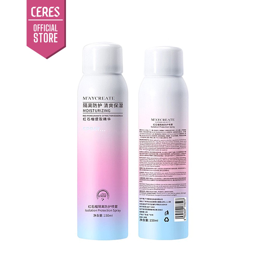 Xịt Chống Nắng Maycreate ☀️𝑭𝒓𝒆𝒆𝒔𝒉𝒊𝒑☀️ Trắng Da Nâng Tông Chống Nước 150ml