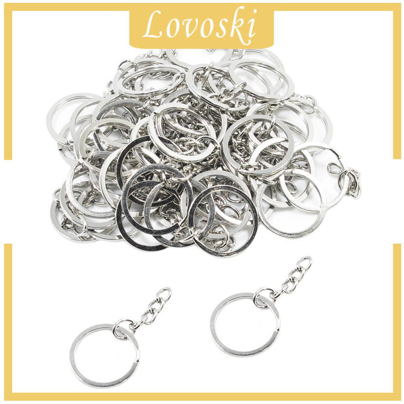 [LOVOSKI]50Pc Split Key Rings with Chain Bulk for DIY Accessories Arts Crafts 25mm/1&quot;