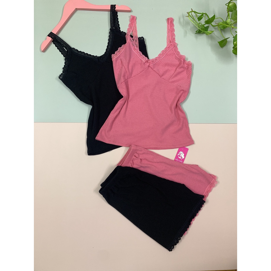 Đồ ngủ sexy đồ ngủ 2 dây siêu gợi cảm Linqu Sleepwear chất thun tăm mềm mịn Freesize