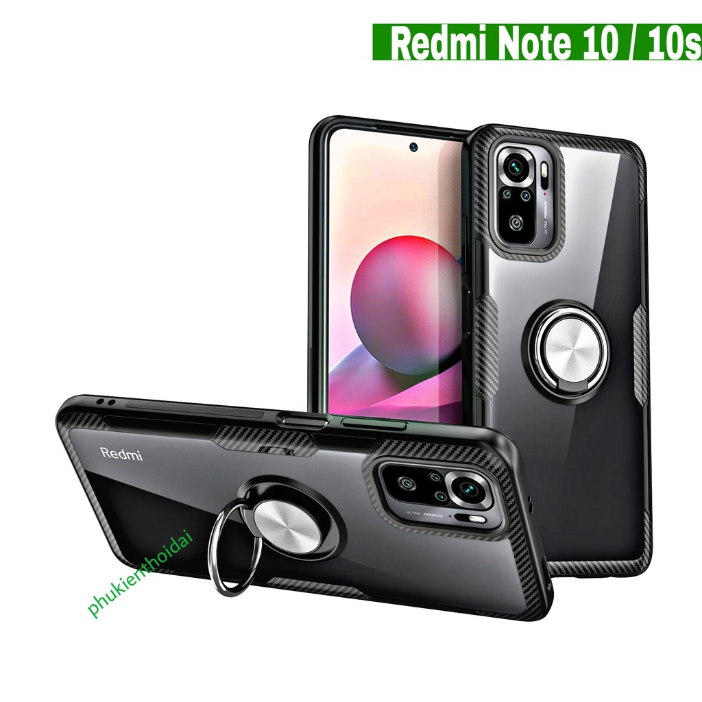 Ốp lưng Redmi Note 8 / Note 10 / Note 10s giá đỡ mặt lưng trong viền màu cao cấp