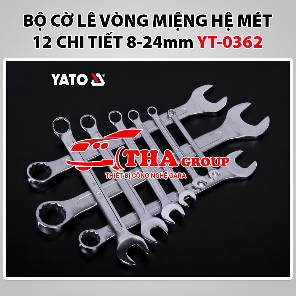 Bộ cờ lê vòng miệng hệ mét 12 chi tiết 8-24mm Yato YT-0362