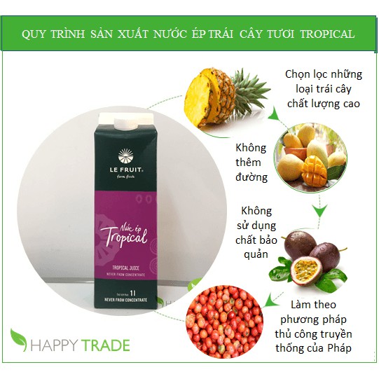 [Mã BMBAU50 giảm 7% đơn 99K] Nước ép trái cây tươi Tropical Le Fruit hộp 1L