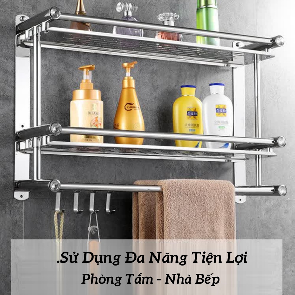 Kệ nhà tắm , giá treo khăn nhà tắm không gỉ đa năng gắn tường TIME HOME