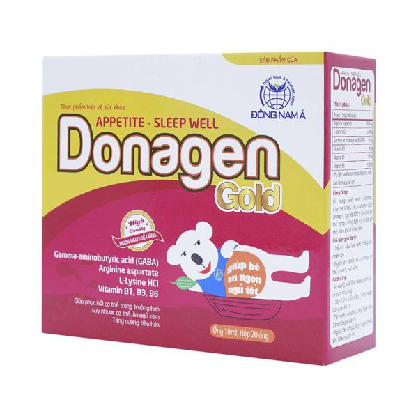 Siro Donagen Gold - Hỗ trợ bé ăn ngon, ngủ tốt (Hộp 20 ống, ống 10ml)